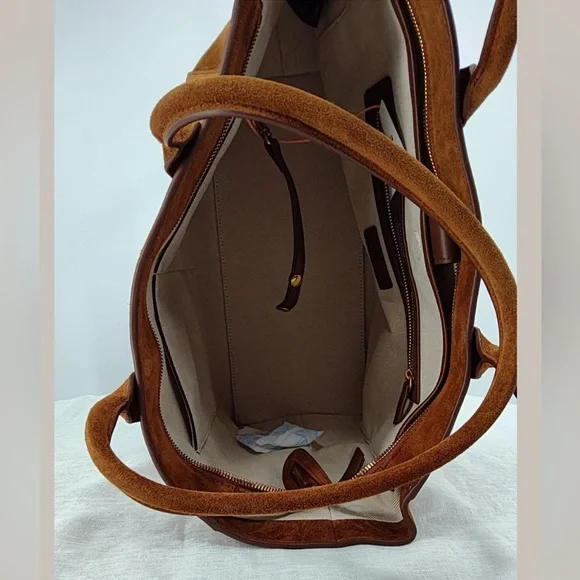 Quince Italian Suede Shopper Tote Whisky Brown Bags - Picture 10 of 10